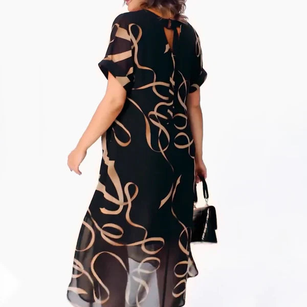 Midi dress with artistic print
