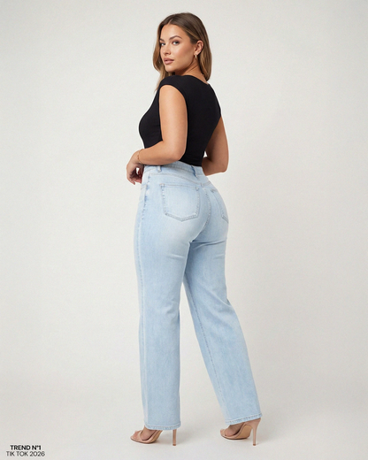 Women's Retro BBL Jeans — Plus Size, Slimming Fit, Straight-Leg, Butt-Lifting