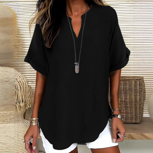 👕Spring Sale 50% OFF👕Fashion Loose Solid Color Short Sleeve Top🌸