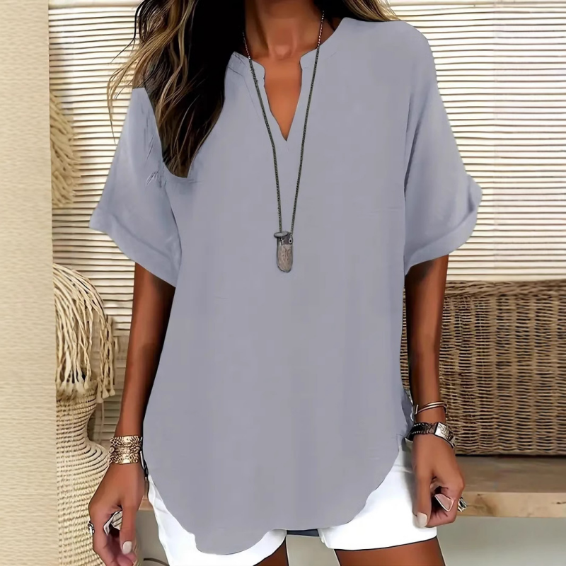 👕Spring Sale 50% OFF👕Fashion Loose Solid Color Short Sleeve Top🌸