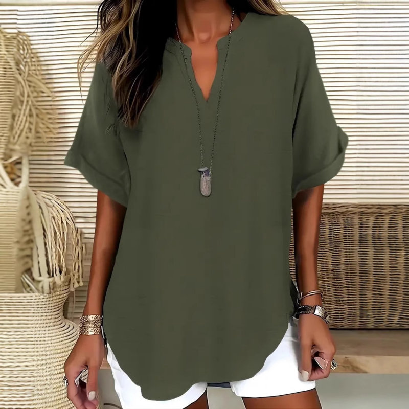 👕Spring Sale 50% OFF👕Fashion Loose Solid Color Short Sleeve Top🌸