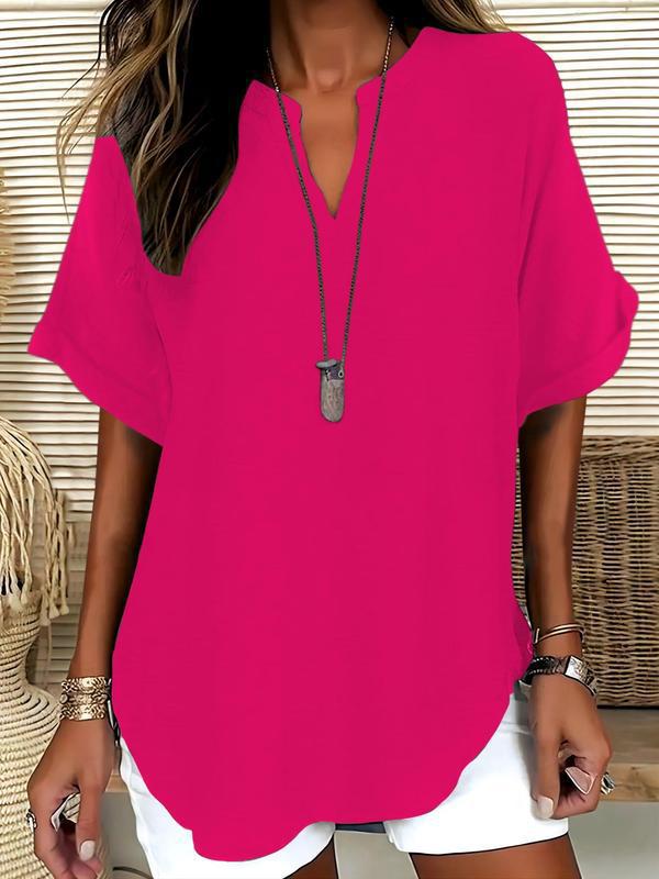 👕Spring Sale 50% OFF👕Fashion Loose Solid Color Short Sleeve Top🌸