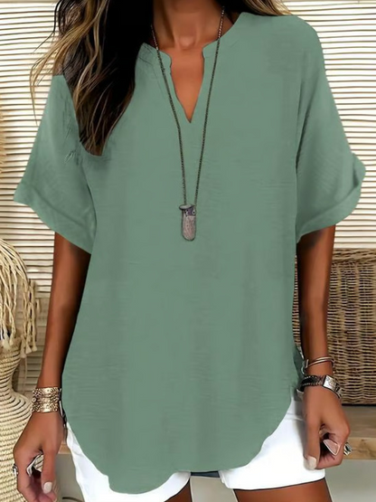 👕Spring Sale 50% OFF👕Fashion Loose Solid Color Short Sleeve Top🌸
