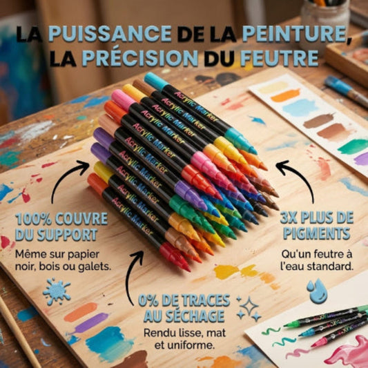 Marqueurs acryliques à double pointe et double couleur