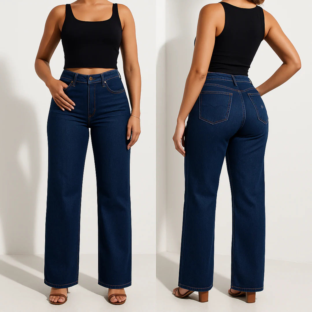 Women's Retro BBL Jeans — Plus Size, Slimming Fit, Straight-Leg, Butt-Lifting