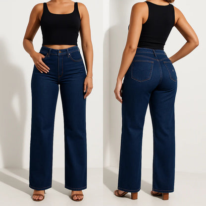 Women's Retro BBL Jeans — Plus Size, Slimming Fit, Straight-Leg, Butt-Lifting
