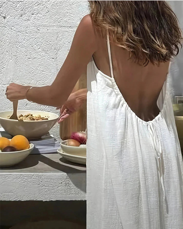 💃LAST DAY SAEL 50% OFF!!✨Women's Solid Color Cami Lounge Dress💕