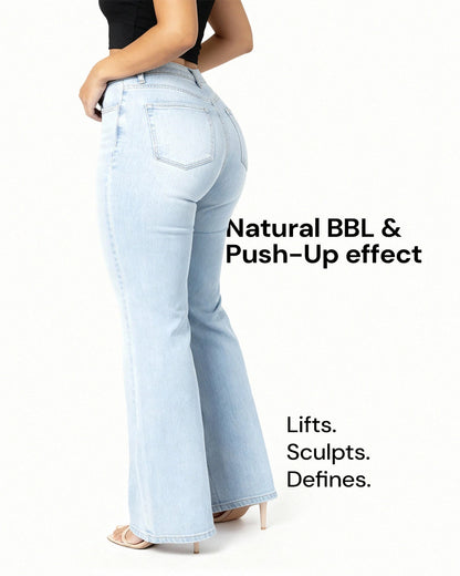 Women's Retro BBL Jeans — Plus Size, Slimming Fit, Straight-Leg, Butt-Lifting