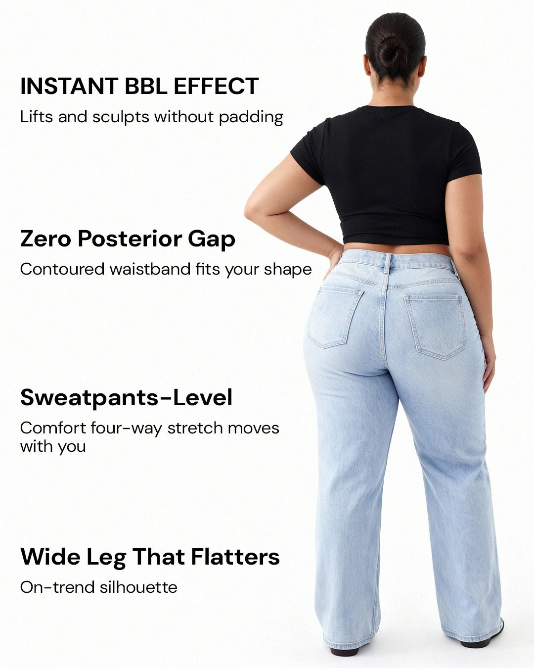 Women's Retro BBL Jeans — Plus Size, Slimming Fit, Straight-Leg, Butt-Lifting