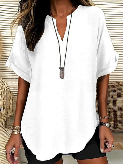 👕Spring Sale 50% OFF👕Fashion Loose Solid Color Short Sleeve Top🌸