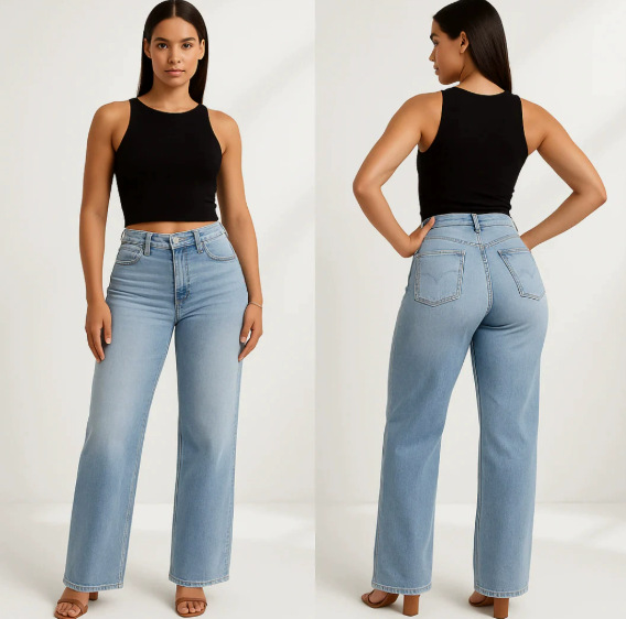 Women's Retro BBL Jeans — Plus Size, Slimming Fit, Straight-Leg, Butt-Lifting