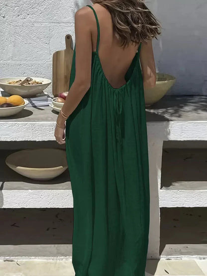 💃LAST DAY SAEL 50% OFF!!✨Women's Solid Color Cami Lounge Dress💕