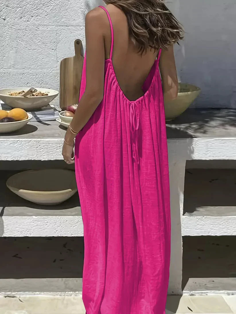 💃LAST DAY SAEL 50% OFF!!✨Women's Solid Color Cami Lounge Dress💕