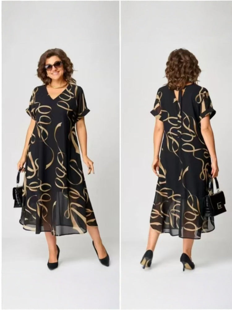 Midi dress with artistic print