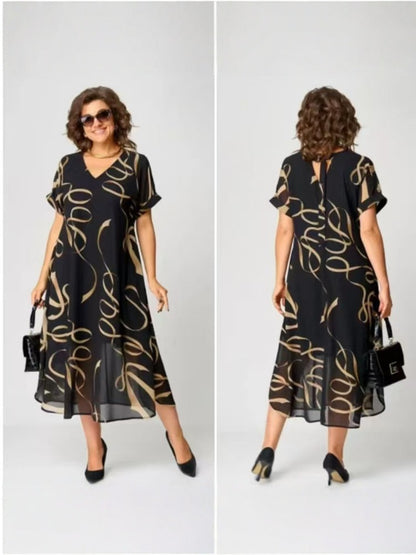 Midi dress with artistic print