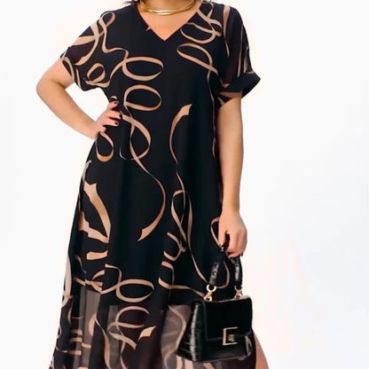 Midi dress with artistic print