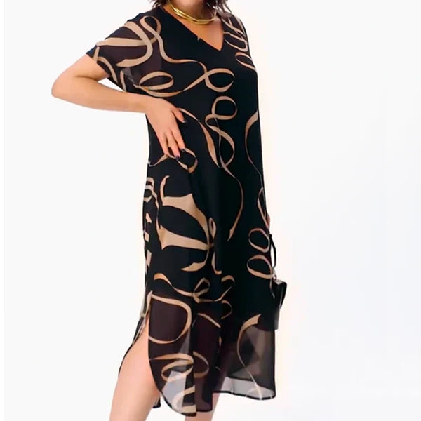Midi dress with artistic print