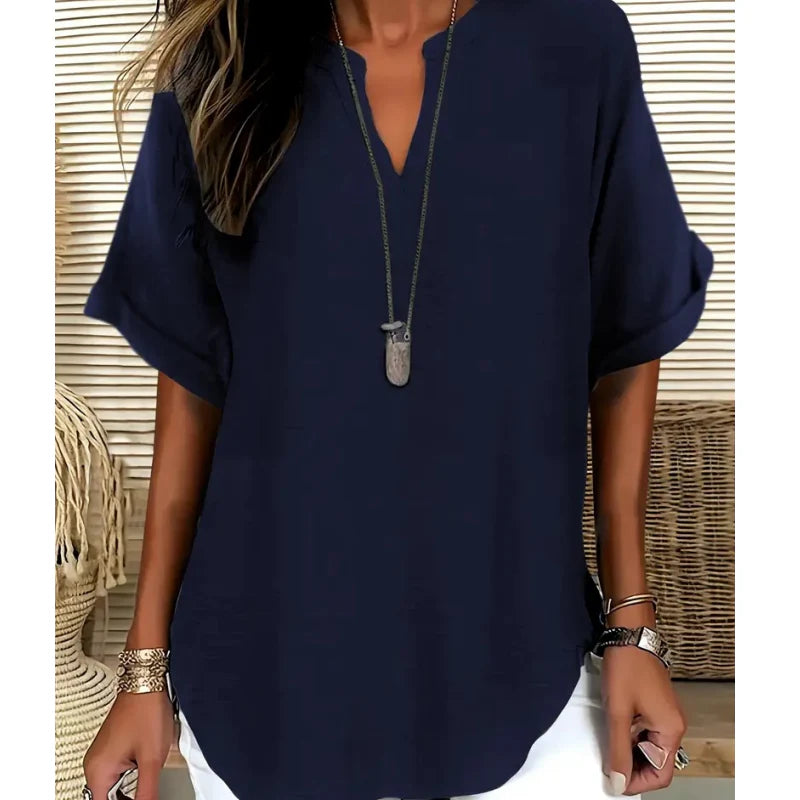 👕Spring Sale 50% OFF👕Fashion Loose Solid Color Short Sleeve Top🌸